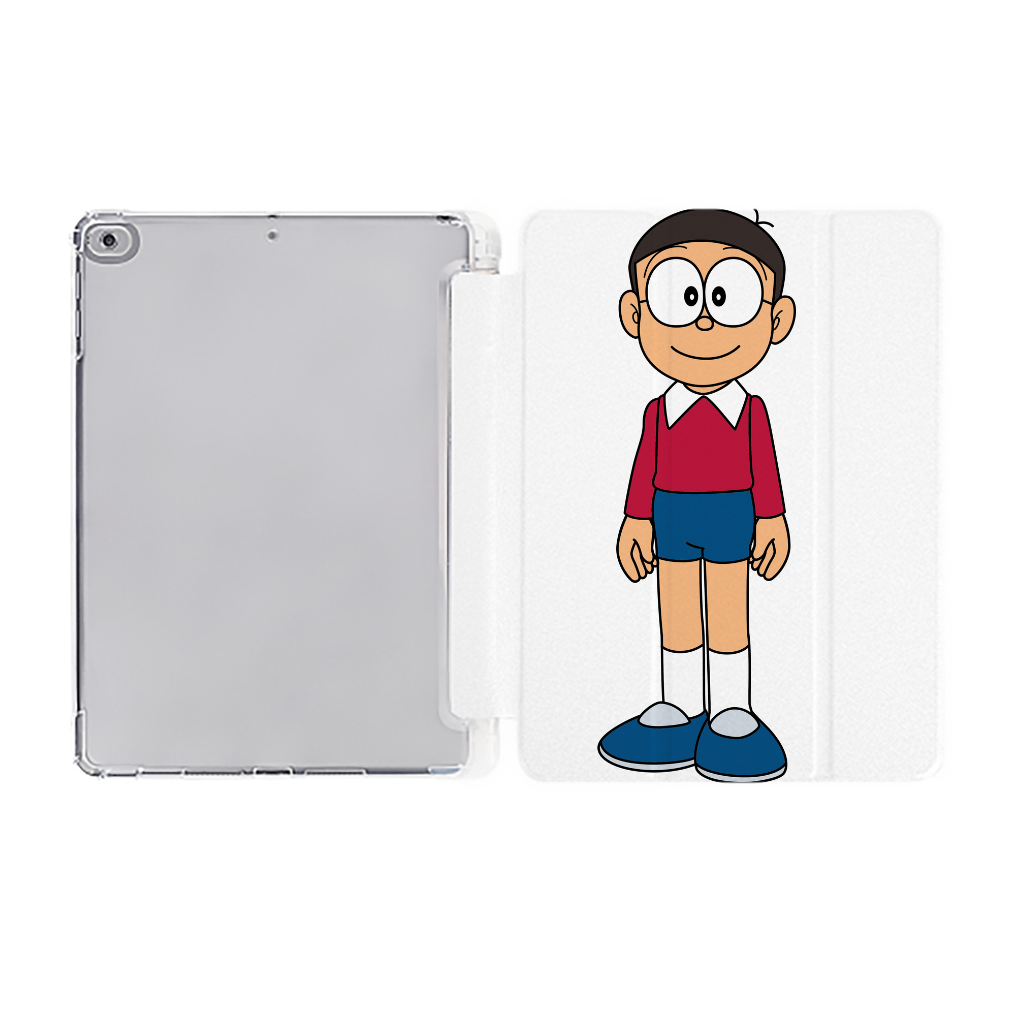 （画像用） ドラえもん 野比 のび太 Doraemon Nobita Nobi IPad ケース ペン収納付き 三つ折りスタンド PUレザー×シリコン 対応機種9.5/10.5/10.9インチ